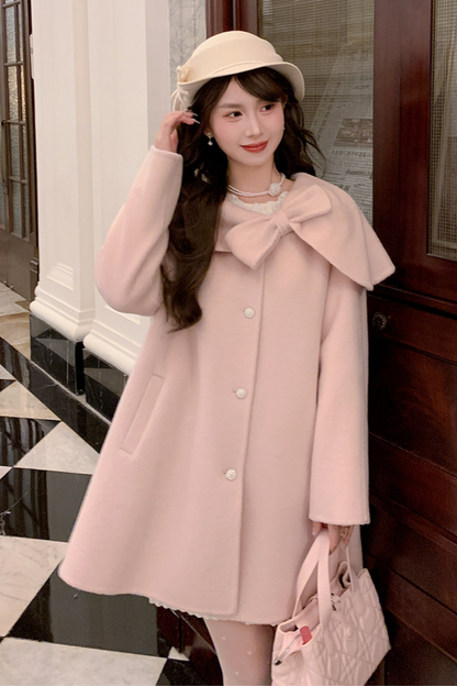 リボンビッグカラーフレアコート