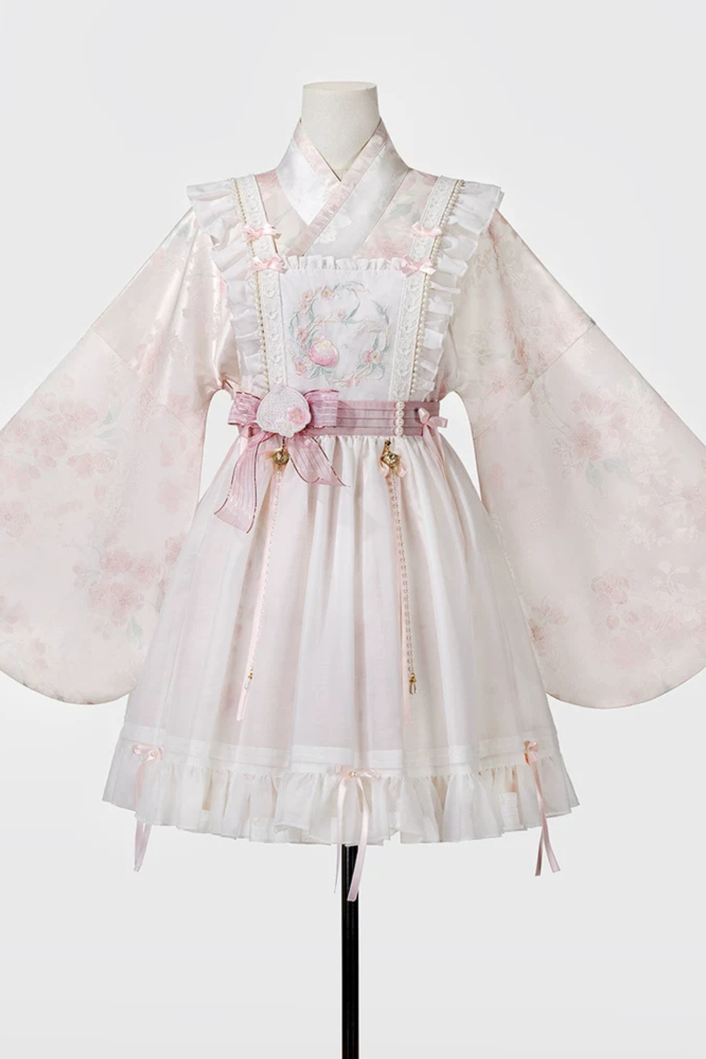 レトロホワイトピーチペチドレスセット