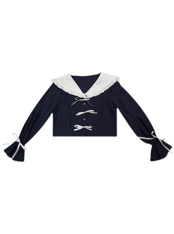 Ribbon Frill Color Flower Sear Jacquard Short Outer