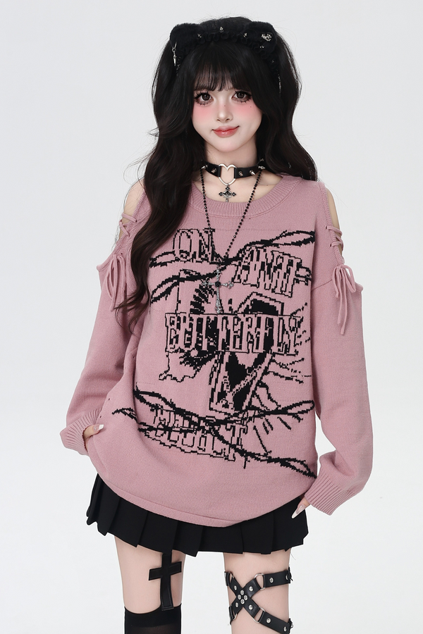 サブカルチャーロックガールルーズトップス