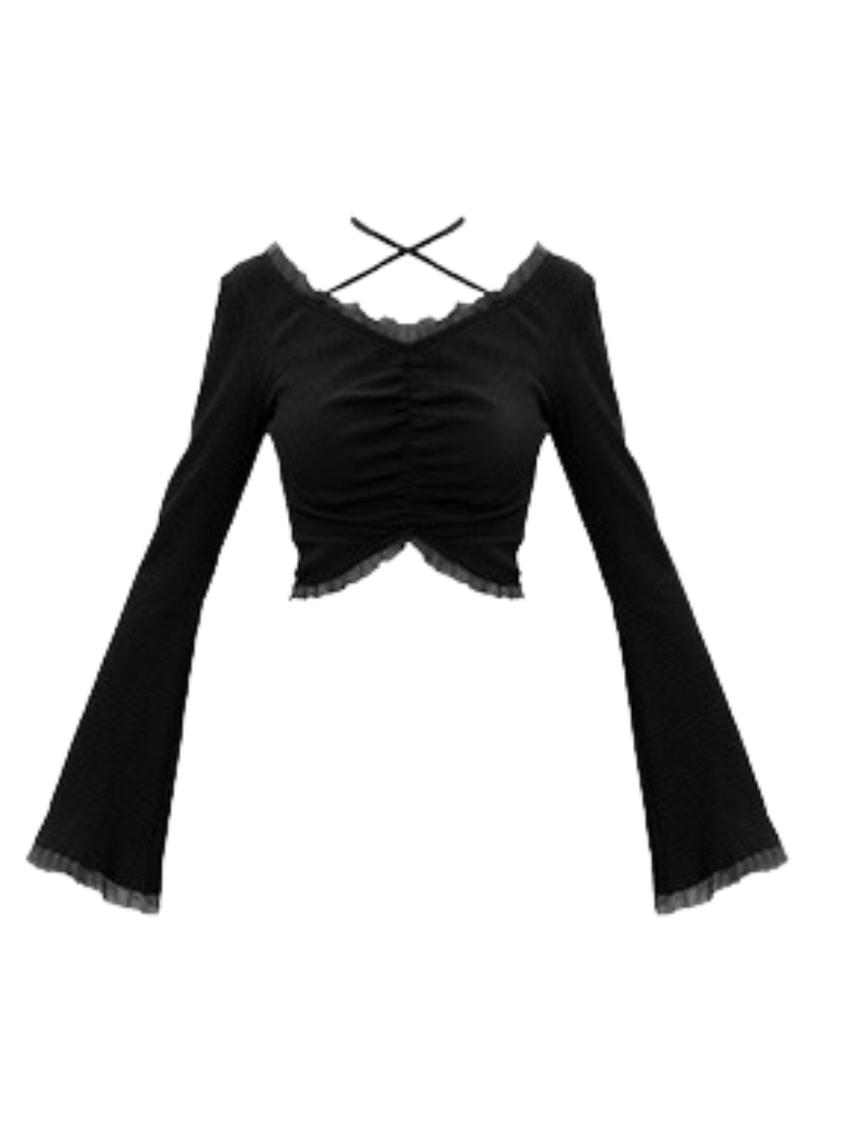 Pure Desire Cross Ribbon Off Shoulder Lace Summer Knit Top