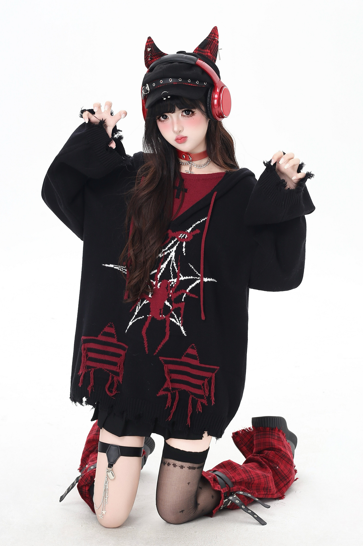 Subculture Faux Tooloos Hooded Tops