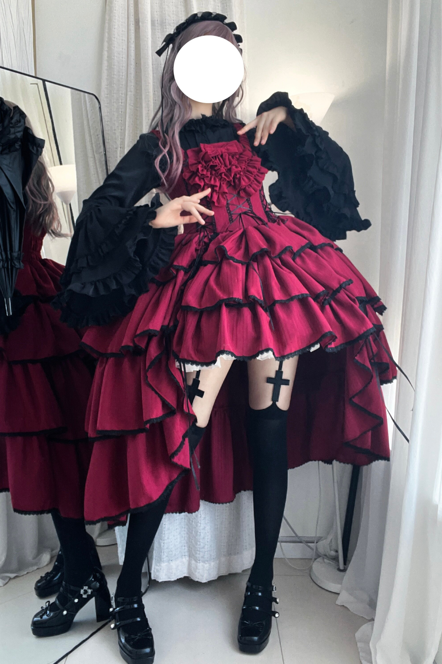 Wine Red Night Jumper Skirt + Shirt