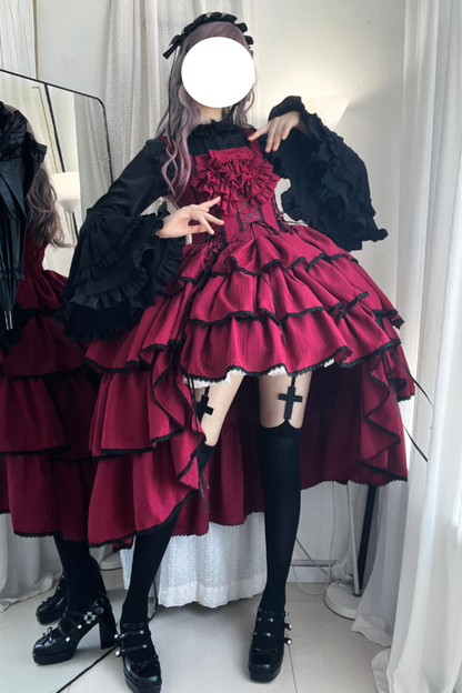 Wine Red Night Jumper Skirt + Shirt