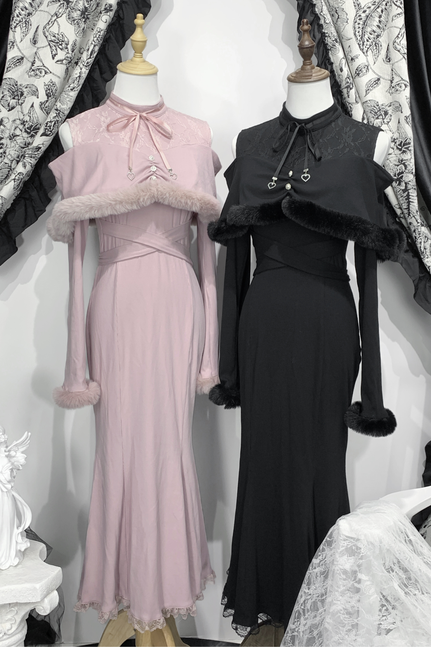 オフショルダークリアマーメイドワンピース