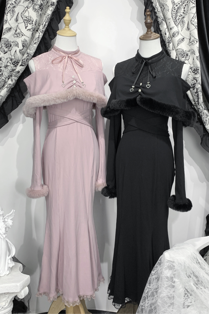 オフショルダークリアマーメイドワンピース