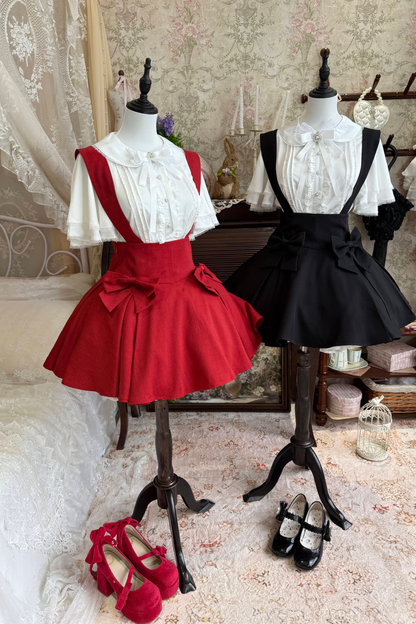 Retro Lace Shirt + Suspender Skirt