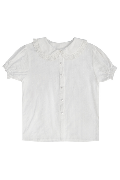 Camisa de algodón con mangas abullonadas de muñeca de cuento de hadas