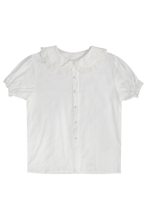 Camisa de algodón con mangas abullonadas de muñeca de cuento de hadas