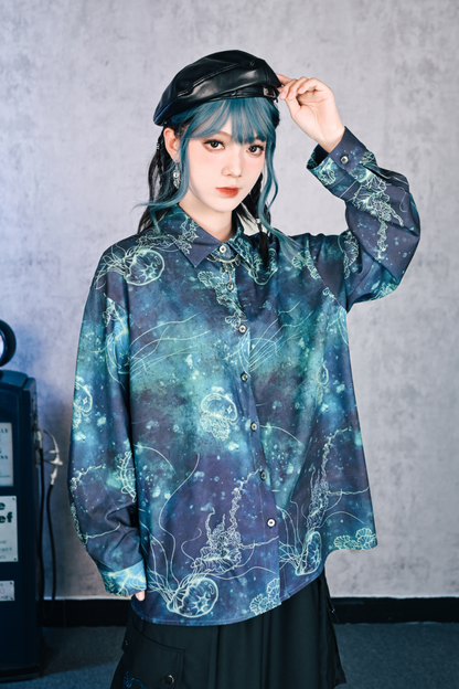 クラゲプリントシャツ