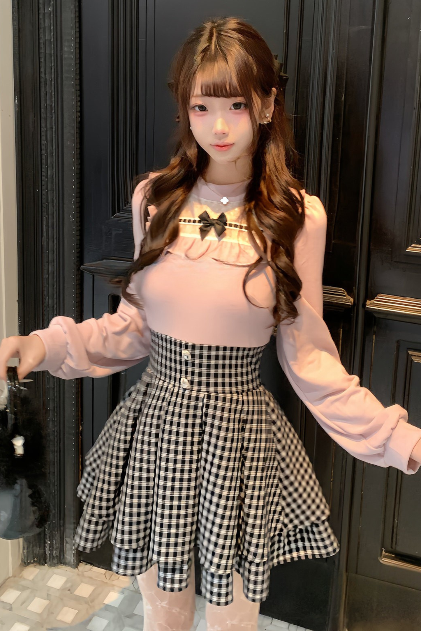 Sweet Graphic Check Dress