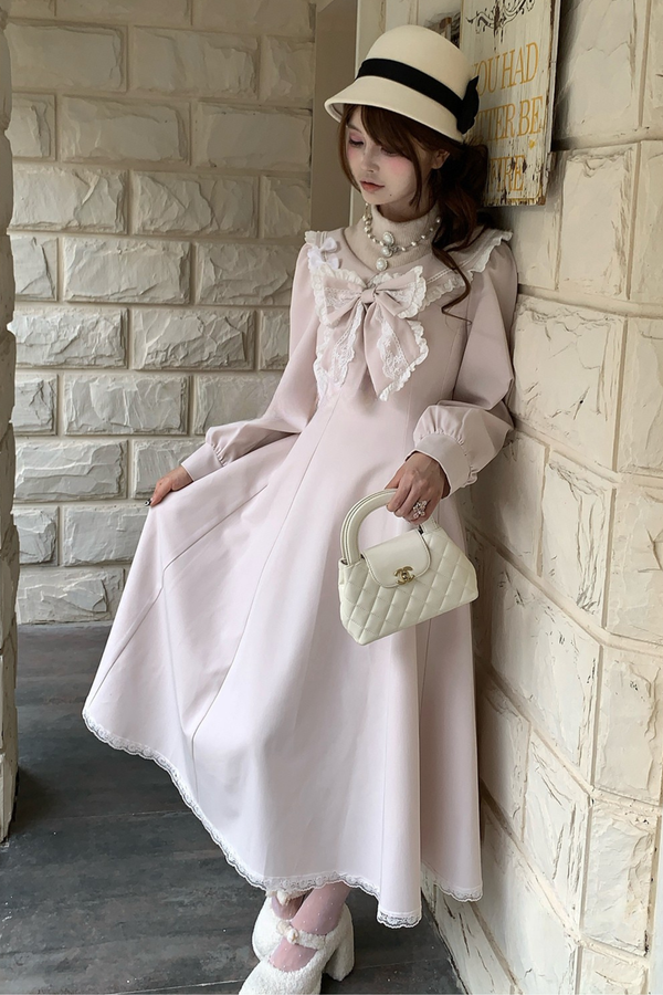 スイートリボンフレアロングドレス