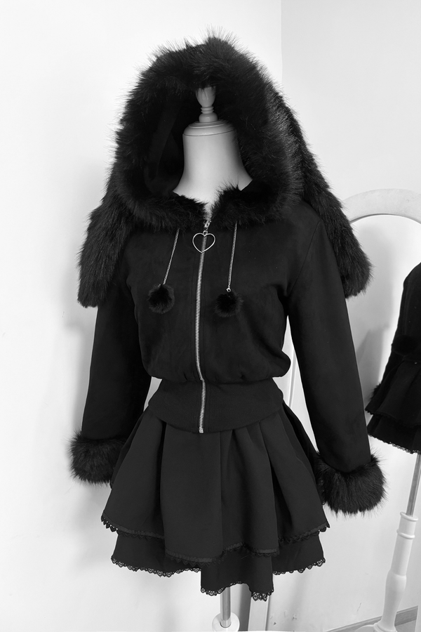 ラビットイヤーフードスエードジャケット