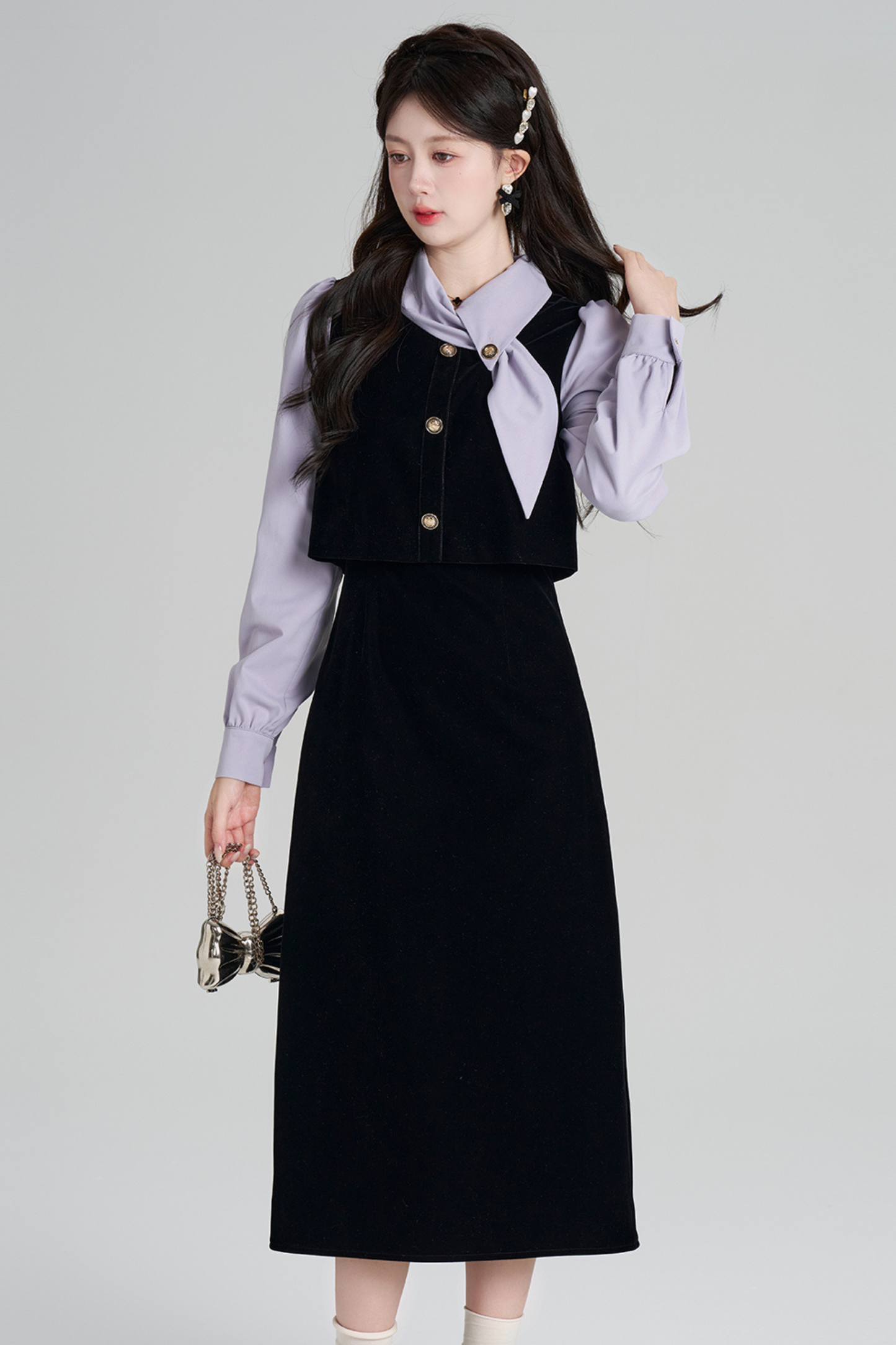 フレンチコントラストレトロドレス