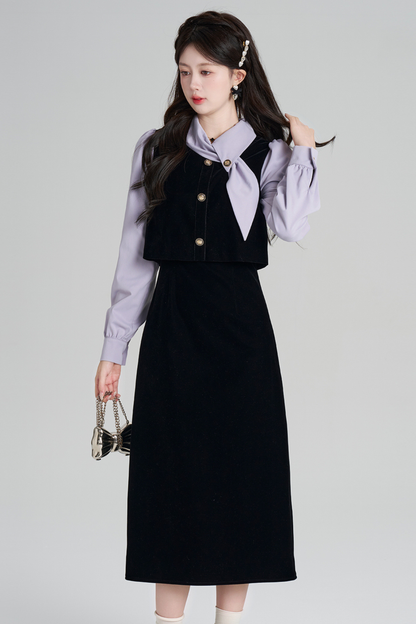 フレンチコントラストレトロドレス