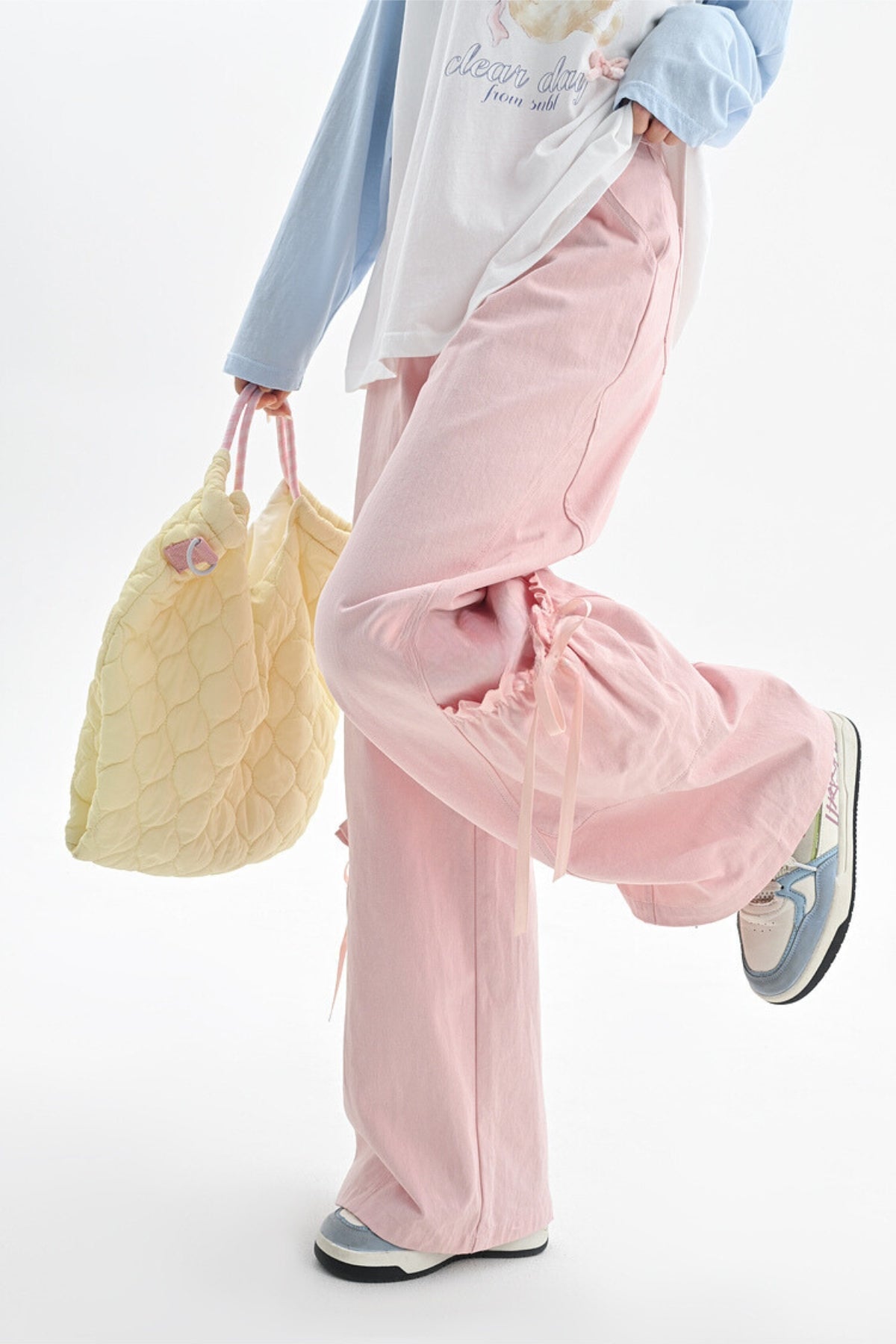 Pink Loose Casual Dopamine Pants Set-Up