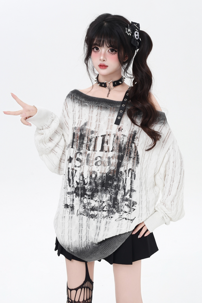 ダークグラデーションオフショルダートップス