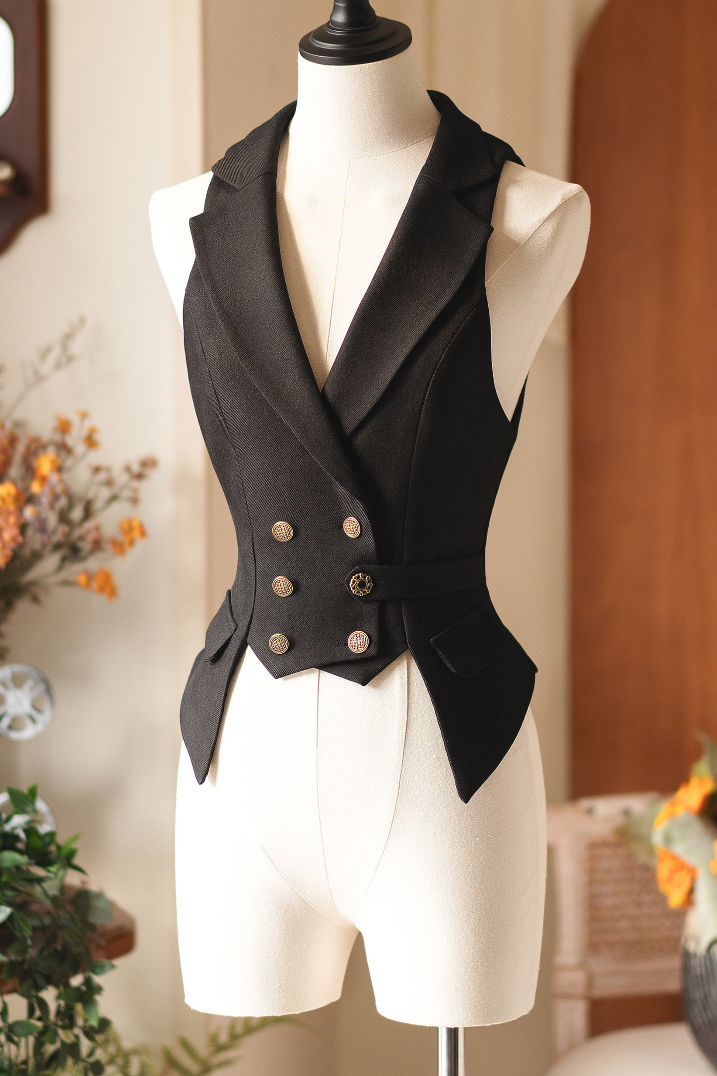 Retro Chic Waist Cinching Vest