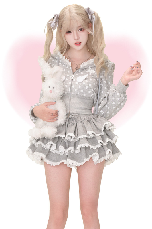 ドットバニーフードパーカー+ケーキスカート