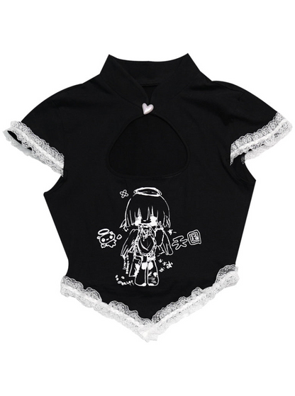 Angel maid print T -shirt