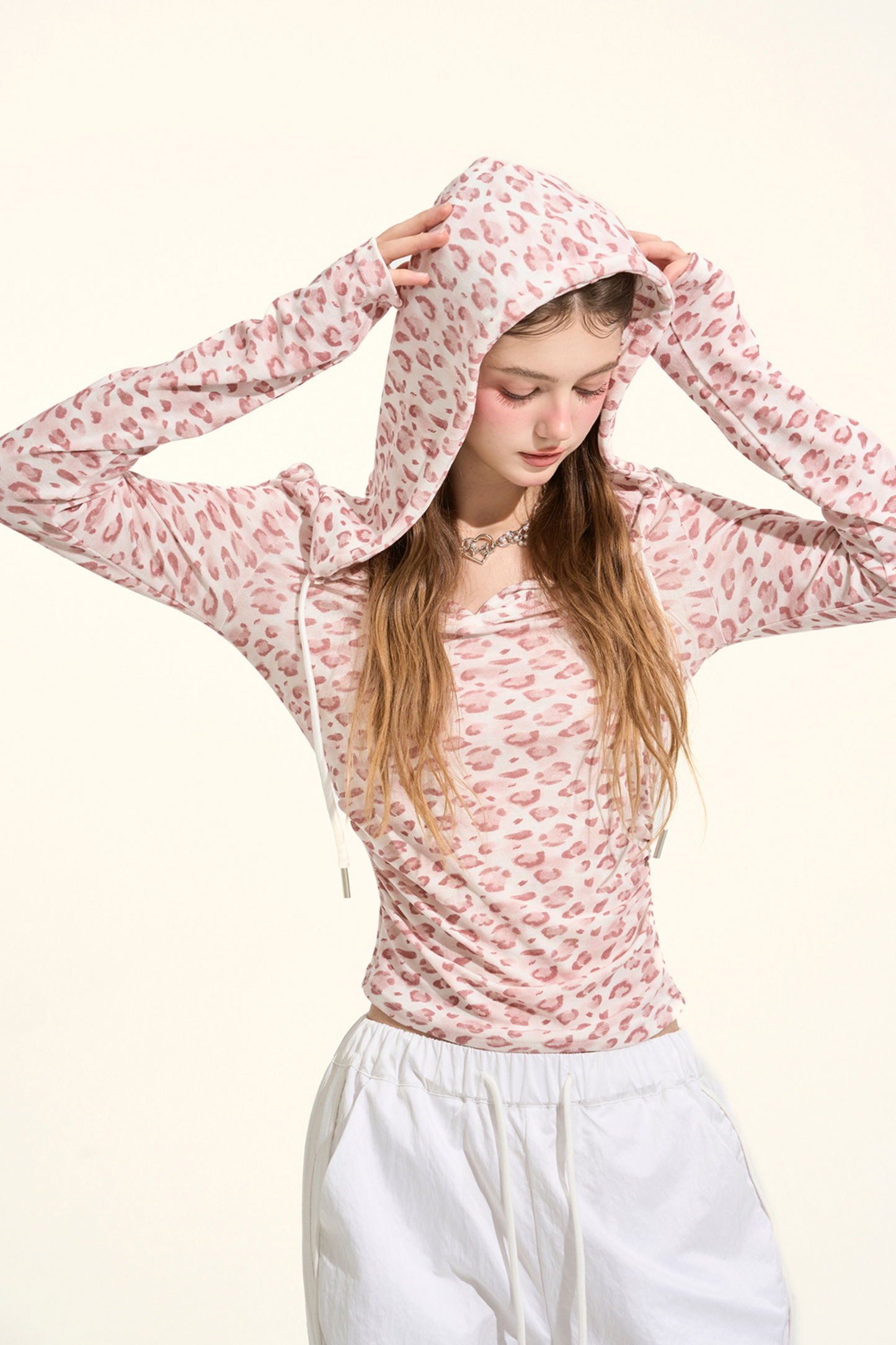 スイートレオパードフードトップス