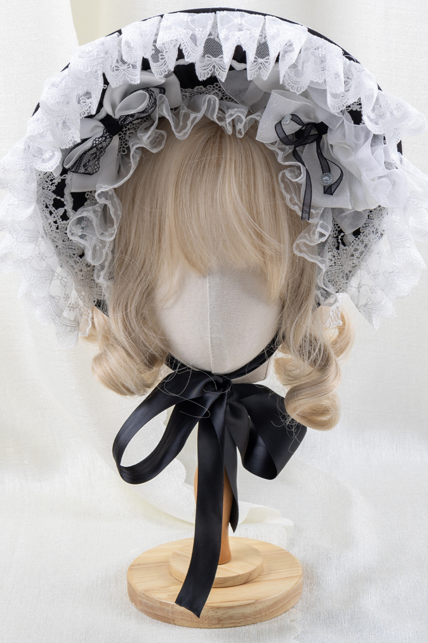 エレガントロリータボンネット+ヘアバンド+リボンクリップ+ハットクリップ+スリーブ