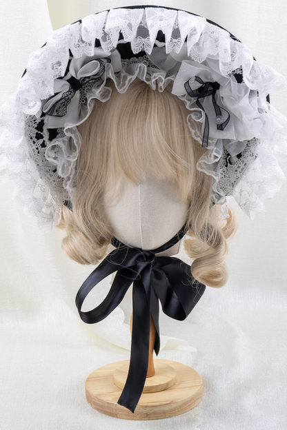 エレガントロリータボンネット+ヘアバンド+リボンクリップ+ハットクリップ+スリーブ