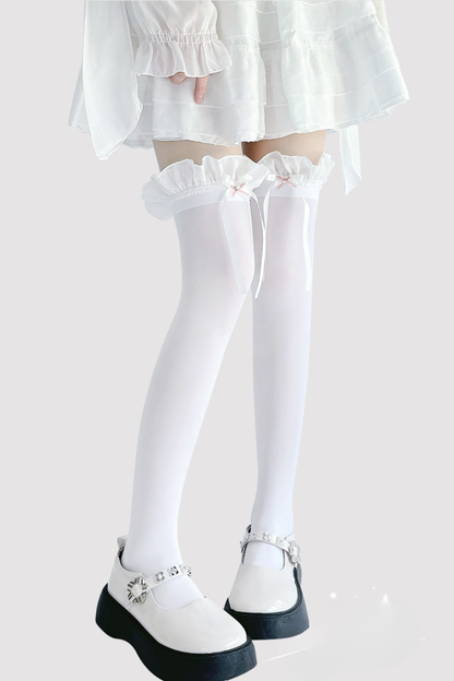 Glitter Diamond Ribbon Knee-High Socks