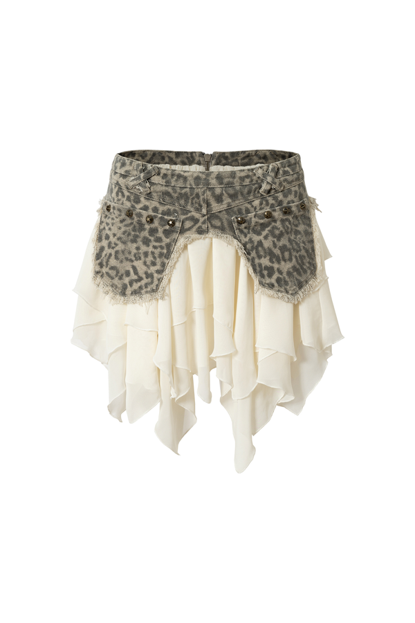 レトロパンクパッチワークデニムスカート