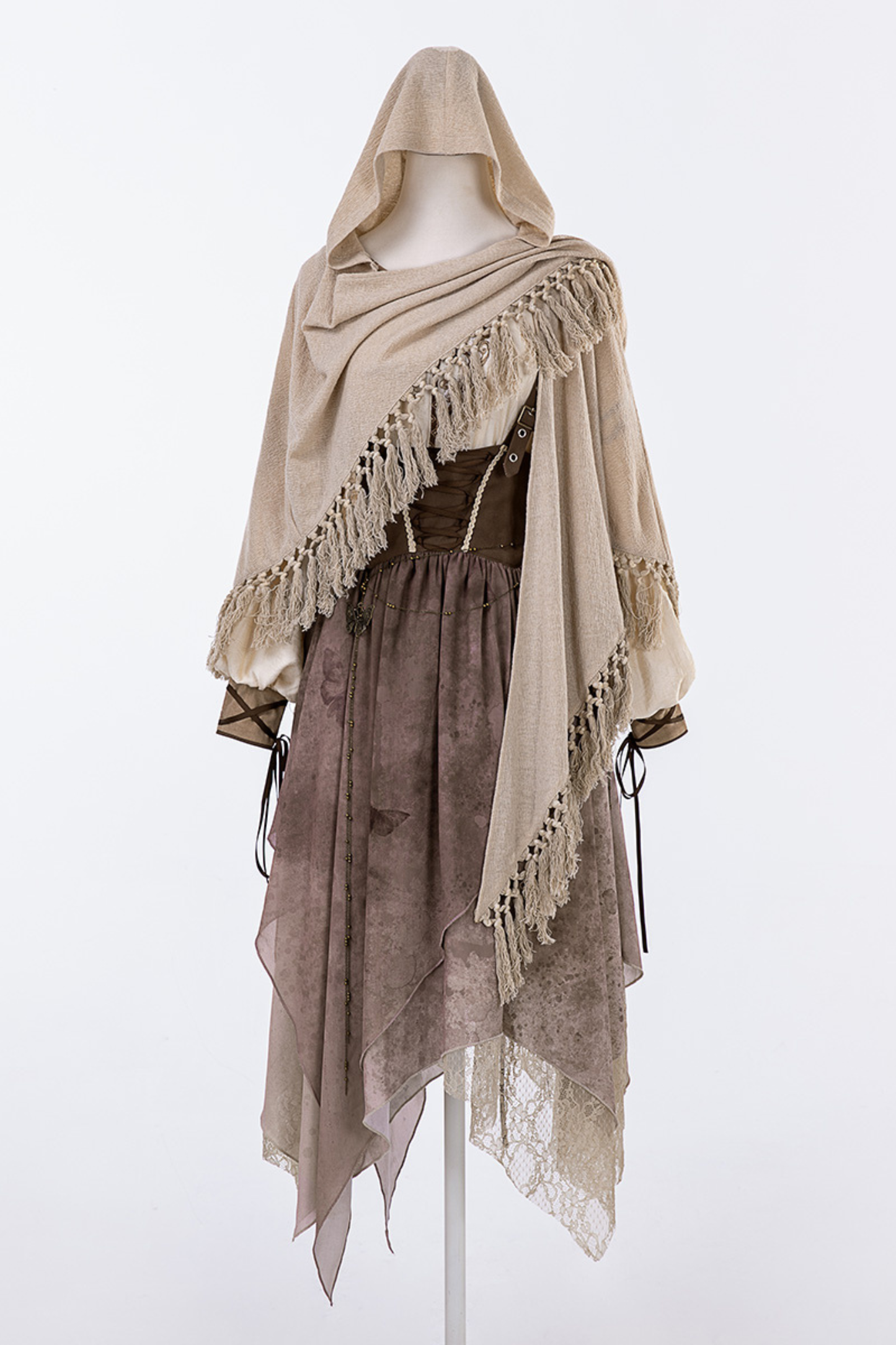 サンセット民族フードケープ+サスペンダースカート+トップス