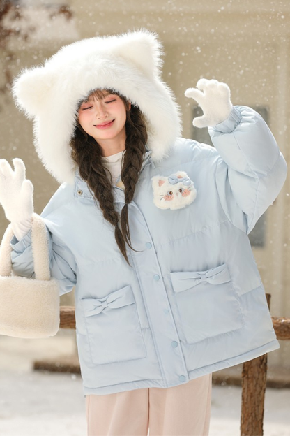 ファーキャットフードダウンジャケット