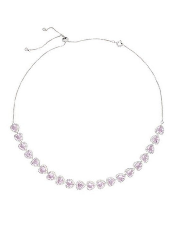 Heart Cubic Necklace Heart & Jewel Stone Caker Necklace