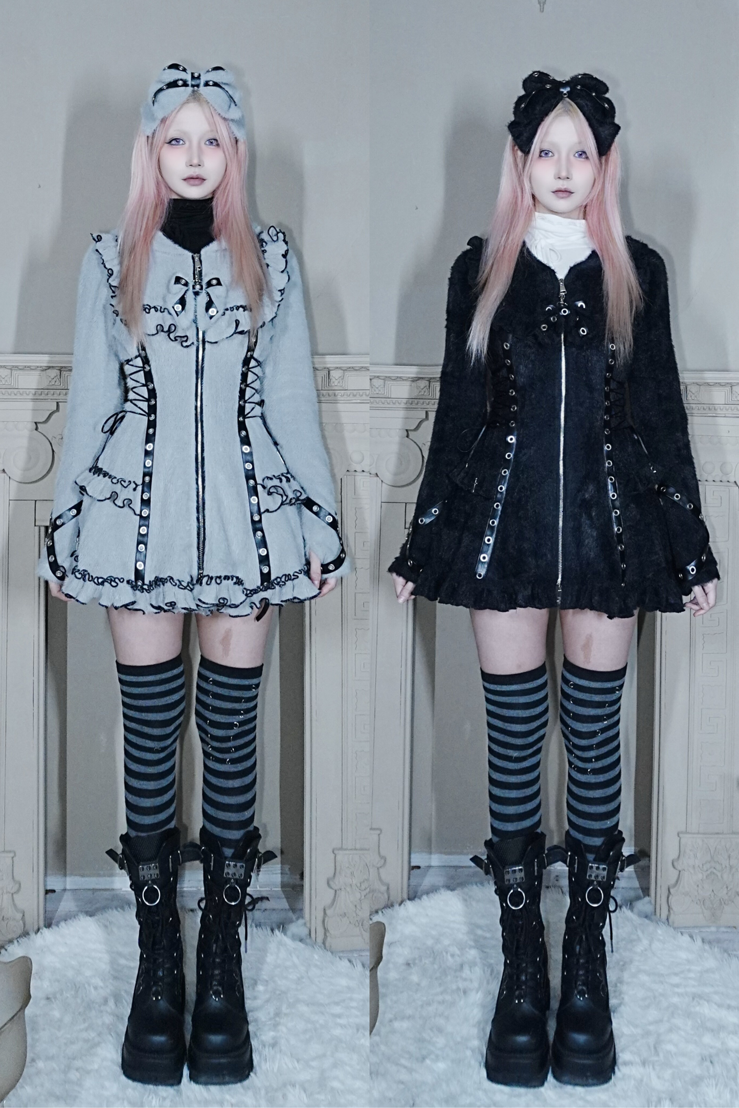 Cat Ear Hood Zipper Dress