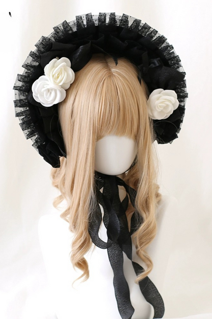 Rose Frill Lolita Bonnet