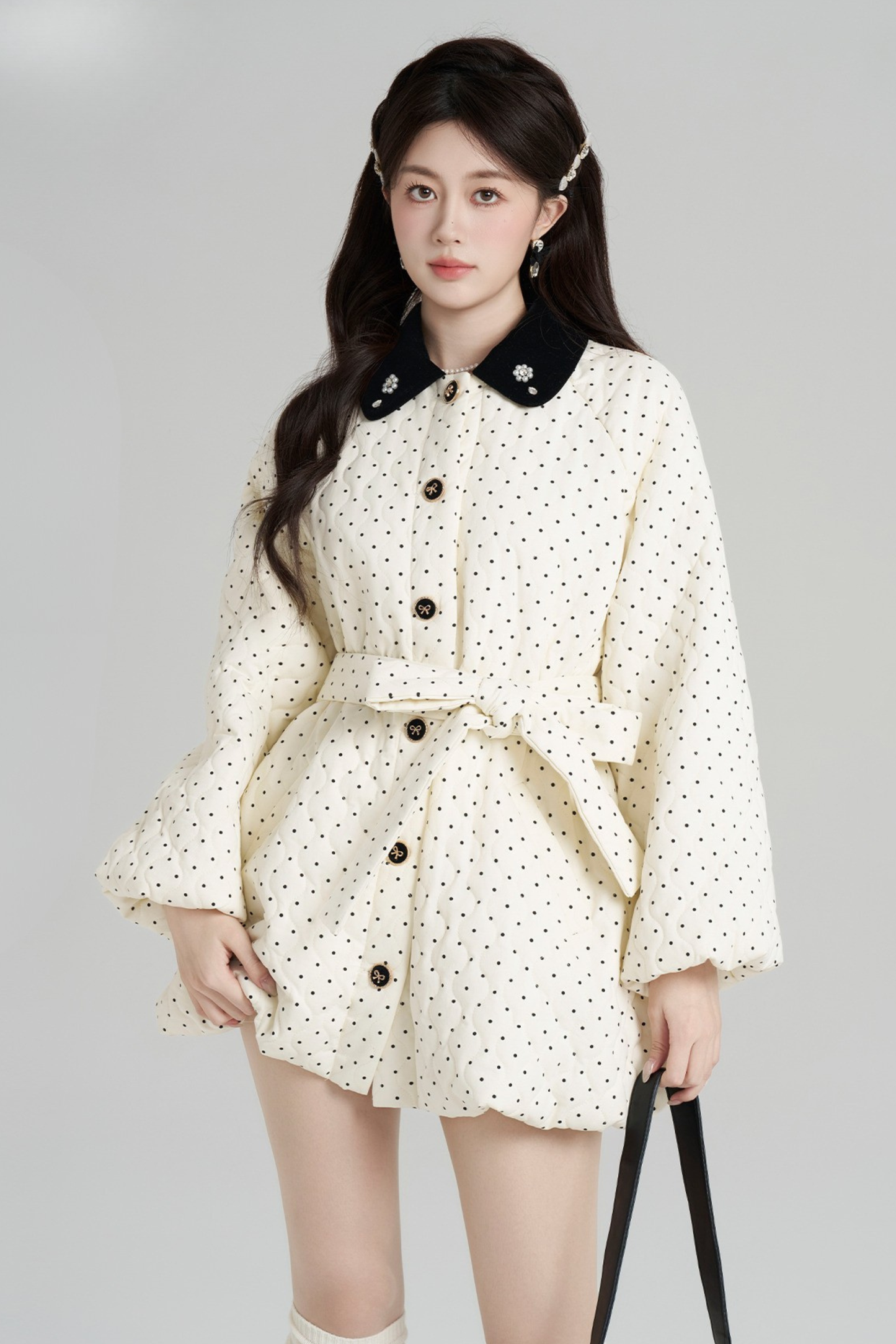 スイートポルカドットフレンチコート