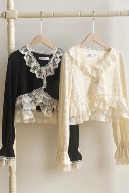 レーストリムニットカーディガン