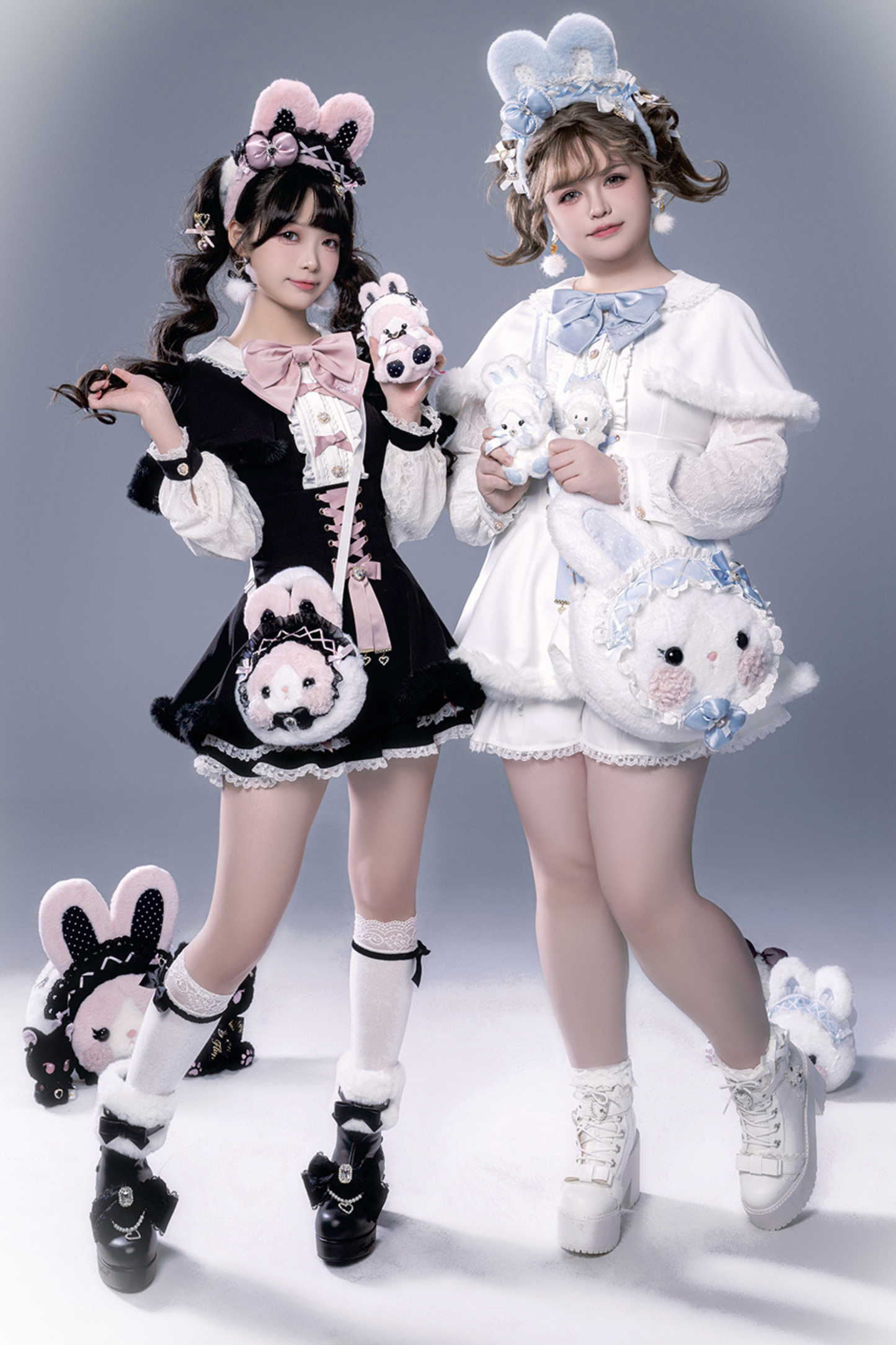 Fluffy cute cape + top + pants + brooch