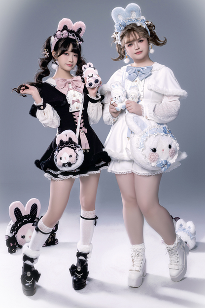 Fluffy cute cape + top + pants + brooch