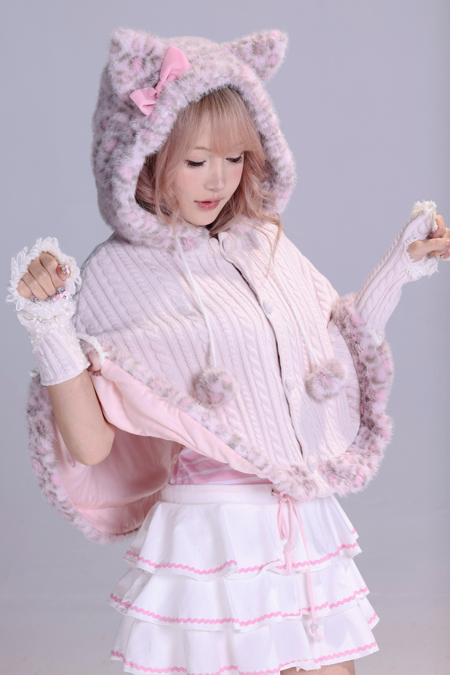 スウィートレパードキャットイヤーケープ