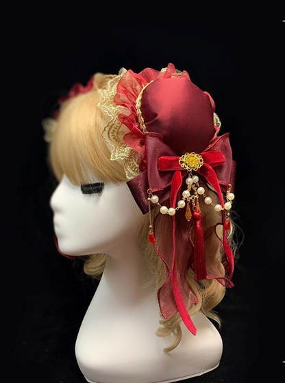 China Test Pearl Ribbon Dumpling Hair Accessories