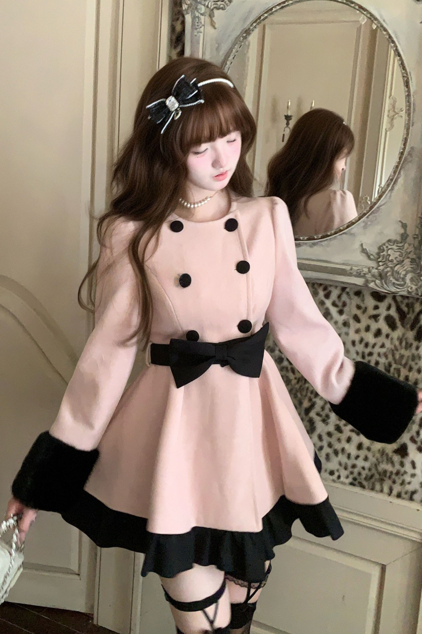 パールベリーリボンフレアコート