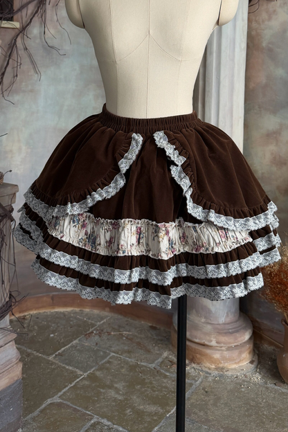 ヴェルベットフローラルレーススカート