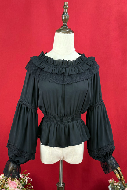 Off-the-shoulder long sleeve Lolita blouse