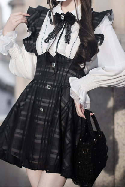 Ruffle Check Short Sass Skirt + Shirt + Ribbon