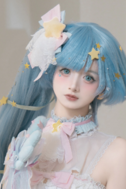 魔法妖精スパークリングウォーターロリータトップス+スカート+ヘアクリップ+テール+魔法ステッチ