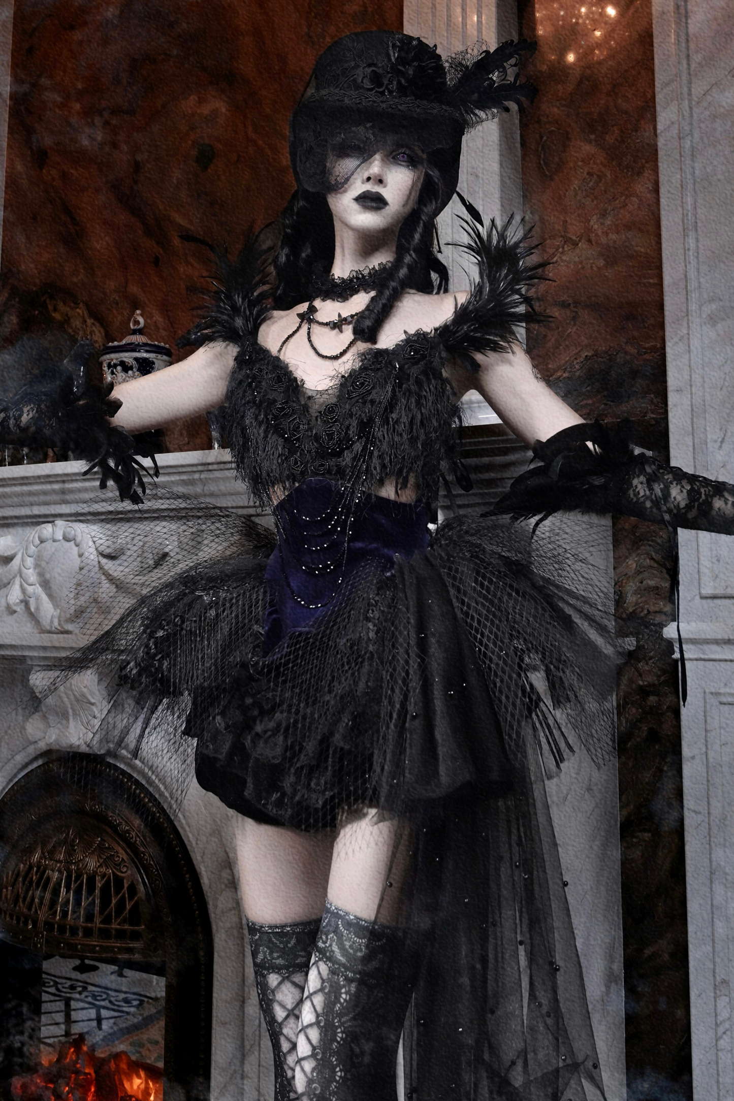 Gothic Gorgeous Glitter Tulle Top