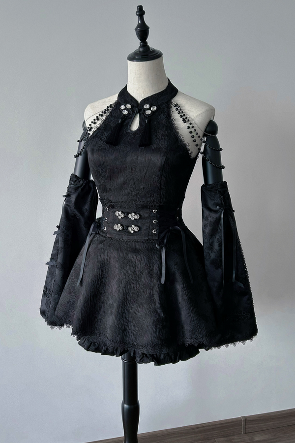 【予約商品】地雷チャイナスタイトップス＋フリルパンツ＋アクセサリー