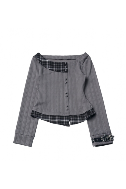 Y2K Dark Top + Flare Skirt + Scarf