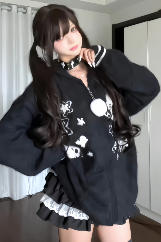 Rabbit Hooded Illustrated Hoodie