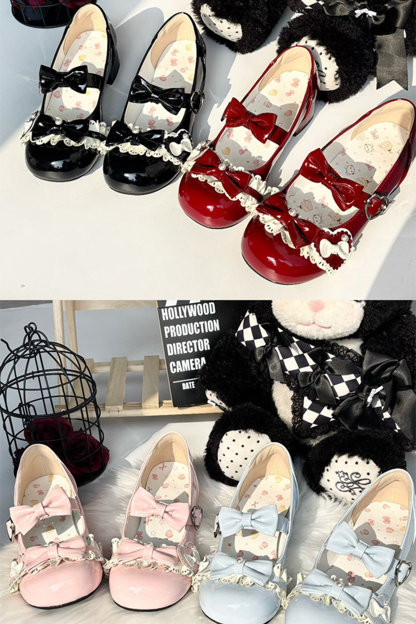 リボンムースケーキラウンドトゥロリータシューズ